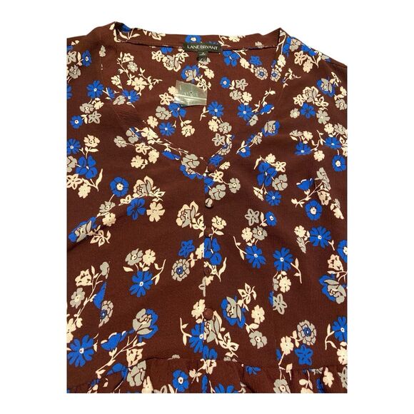 Lane Bryant Plus Size 18 Top blouse Floral‎ Short Sleeve - Picture 5 of 8